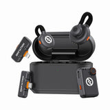 Hollyland Lark M2S Wireless Lavalier Microphone Mini Combo Titanium Clip, 300m Range, Compatible with iOS & Android - Black