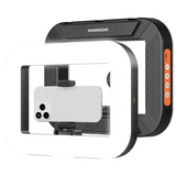 Porodo Lifestyle Handheld Ring Grip Camera & phone vlogging light with Desktop support & Phone clamp - Black