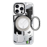 Iphone 16 pro Cyberpunk 360° Spin Magnetic Stand Case(White) Marhaba International