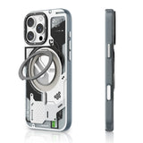 Iphone 16 pro Cyberpunk 360° Spin Magnetic Stand Case(White) Marhaba International