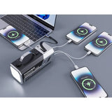 Green Lion Power Max 100W 50000mAh Power Bank with Built-in 1.5m Retractable Cable, 2× USB-A, 2× USB-C Ports, Digital Display, LED Flash Light - Silver Marhaba International