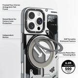 Iphone 16 pro Cyberpunk 360° Spin Magnetic Stand Case(White) Marhaba International