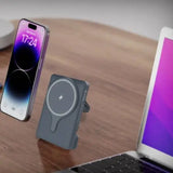 Powerology Car Mount 5000mAh Power Bank with Magnetic Wireless Charger, PD 20W, Folding Air-Vent Clip, LED Indicator, Built-In Lightning Head Cable, Lightweight & Portable Marhaba International
