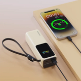 Porodo Smart Display 20000mAh Power Bank with Built-In Type-C Cable - Beige Marhaba International