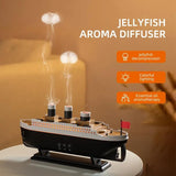 New Jellyfish Ship Decompression Aroma Diffuser Smoke Ring Humidifiers Cruise Boat 250Ml Remote Control Ultrasonic With Ce Rohs