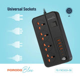 Porodo Blue 4 AC Power Strip - Black Marhaba International