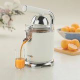 Green Lion Vintage Citrus Juicer with 400mL Capacity, Aluminum + SS + AS + PP + ABS Material, BS Power Plug, 1.1m Cable Length, Small and Large Juice Cones, Anti-Slip Base - Cream Marhaba International