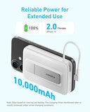 Anker Zolo Magnetic Power Bank, 10,000mAh Wireless Portable Charger with 30W Max Fast Charging, Battery Pack with Built-in USB-C Cable and Adjustable Stand, for iPhone 16/15 Series, AirPods, and More(A1685H11) Marhaba International