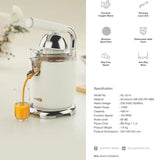Green Lion Vintage Citrus Juicer with 400mL Capacity, Aluminum + SS + AS + PP + ABS Material, BS Power Plug, 1.1m Cable Length, Small and Large Juice Cones, Anti-Slip Base - Cream Marhaba International