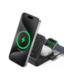 Anker MagGo 3-in-1 Wireless Charging Station with USB-C to USB-C cable | 15W | Qi2 Certified | MagSafe Compatibility | B2557 - Black Marhaba International
