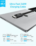 Anker Zolo USB C To USB C 240W 6ft Braided Fast Charging Cable, A8060H11 Marhaba International