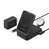 Anker MagGo 3-in-1 Wireless Charging Station with USB-C to USB-C cable | 15W | Qi2 Certified | MagSafe Compatibility | B2557 - Black