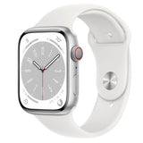 Apple Watch Series 8 GPS + Cellular, 45mm Silver Aluminum Case with White Sport Band Marhaba International