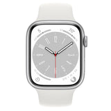 Apple Watch Series 8 GPS + Cellular, 45mm Silver Aluminum Case with White Sport Band Marhaba International