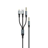 Green Lion 3 in 1 AUX Cable ( AUX / Lightning / USB-C ) 1M - Black