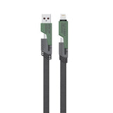 Green Lion 2 in 2 Braid Cable A to C and C to Ligtning, Charge & Sync, Secure & Safe, Wide Compatible, 480 Mbps Transfer Speed - Black