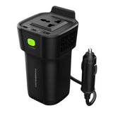 Powerology 150W Inverter AC Universal USB A 2type-C DC Car 12V10A - Black Marhaba International
