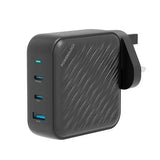Powerology 140W PD QC 2xUSB-C and 1xUSB-A GaN Charger UK - Black Marhaba International