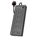 Powerology 8AC 2990W Power Strip PD 20W - Black Marhaba International
