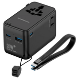 Powerology 2500W Universal Travel Adapter with 4000mAh Power Bank - Black
