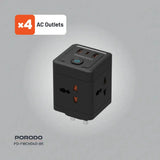 Porodo 4 AC Universal Power Block - Black Marhaba International