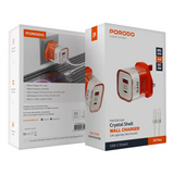 Porodo Crystal Shell GaN Wall Charger ( with USB-C/Lightning Cable) - Orange