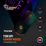 Porodo Gaming Wired Mouse DPI 7200 with RGB Light - Black Marhaba International