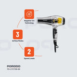 Porodo Lifestyle Crystal Shell Hair Dryer - Black Marhaba International