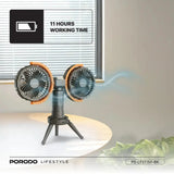 Porodo Lifestyle Dual-Head Oscillating Fan - Black Marhaba International