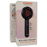 Porodo Lifestyle Red Light Therapy Scalp Massage Comb - Black Marhaba International