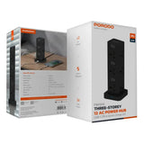 Porodo Three-Story 12AC Power Hub With USB-C PD & Quick Charge 3.0 - Black Marhaba International