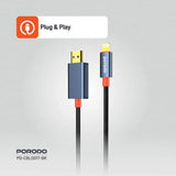 Porodo Woven Cable Lightning to HDMI - Black Marhaba International