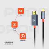 Porodo Woven Cable Type-C to HDMI - Black Marhaba International