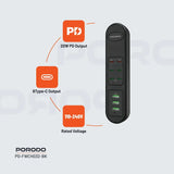 Porodo 50W Multi-Port USB Charging HUB - Black
