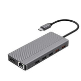 Powerology 12 in 1 USB-C Hub HDMI Type-C 100W PD Ethernet VGA USB SD MicroSD 3.5AUX - Dark Marhaba International