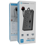 Powerology 4AC 2990W Power Strip - Black