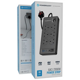 Powerology 6AC 2990W Power Strip PD 20W - Black Marhaba International