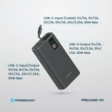 Powerology Aluminum 20000mAh Power Bank - Dark Gray