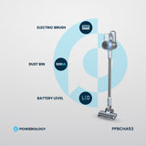 Powerology Cordless Stick Vacuum Cleaner with Detachable Battery - Dark Grey