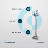 Powerology Cordless Stick Vacuum Cleaner with Detachable Battery - Dark Grey Marhaba International