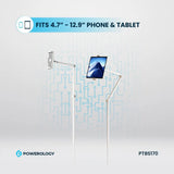 Powerology Multi-Joint Floor Stand Metal Base Phone & Tablet - White Marhaba International