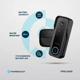 Powerology Smart Doorbell Camera - Black