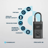 Powerology Ultra Portable Air Compressor Power Bank - Black Marhaba International