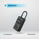 باور بانك محمول مزود بضاغط هواء من باورولوجي - أسود