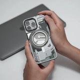Iphone 16 pro Cyberpunk 360° Spin Magnetic Stand Case(White) Marhaba International