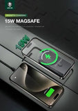 Green Lion 10000mAh Milton Powerbank Compatible with MagSafe, 15W Wireless Output, Type-C Input & Output, LED Charge Indicator, Pure Cobalt Battery, Ultra-Compact, Slim & Lightweight Marhaba International