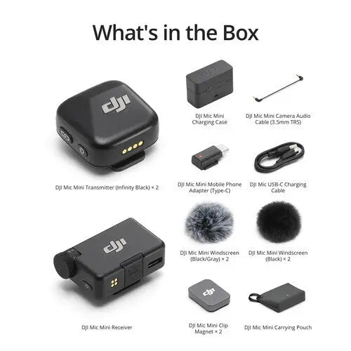 DJI Mic Mini Wireless Microphone | Up to 48 Hours Battery Life | Two-Level Active Noise Cancelling | Up to 400m Transmission - Black DJI Mic Mini Wireless Microphone | Up to 48 Hours Battery Life | Two-Level Active Noise Cancelling | Up to 400m Transmission - Black