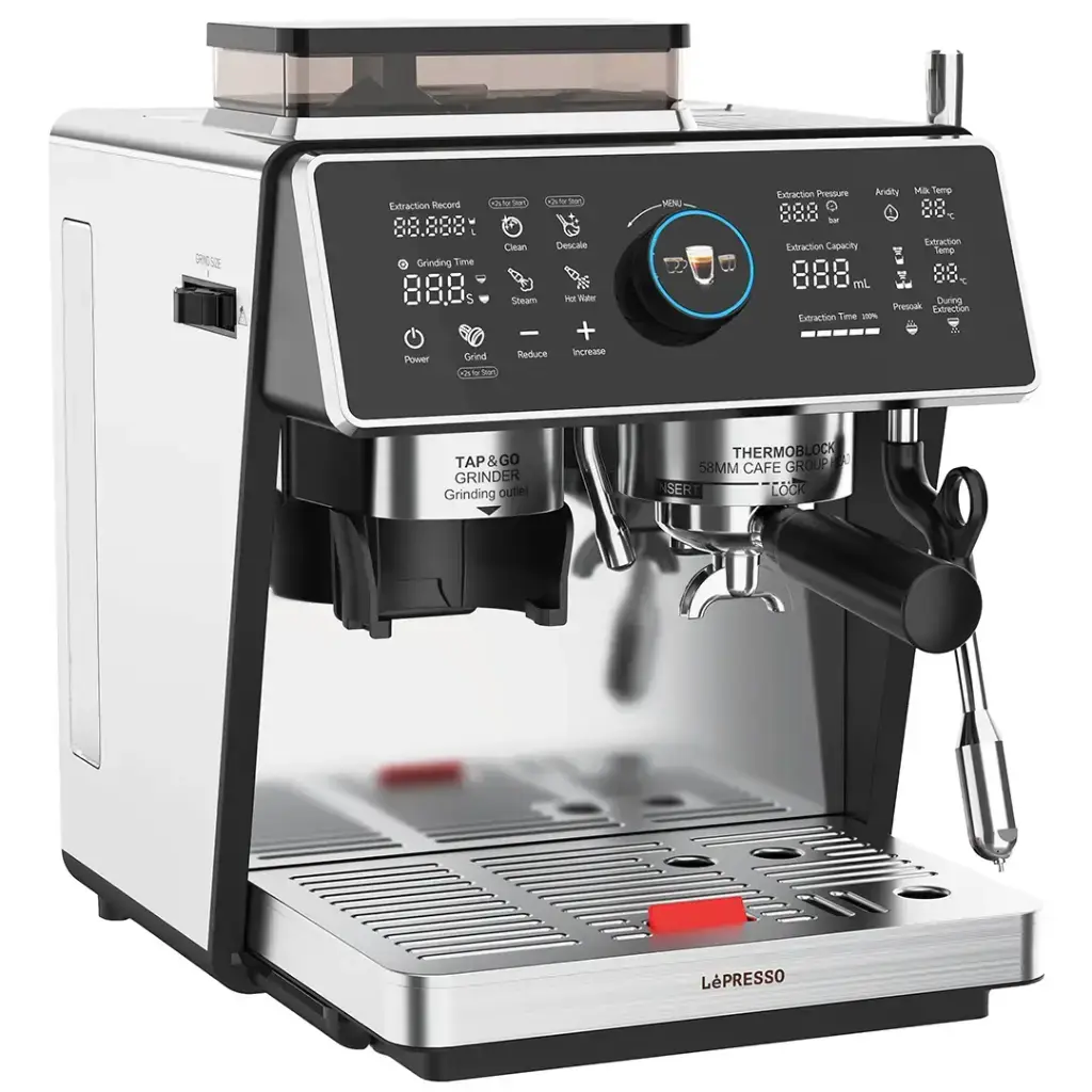 Lepresso Vivente Semi-Automatic Dual Boiler Coffee Machine with Touch Display - Silver Lepresso Vivente Semi-Automatic Dual Boiler Coffee Machine with Touch Display - Silver