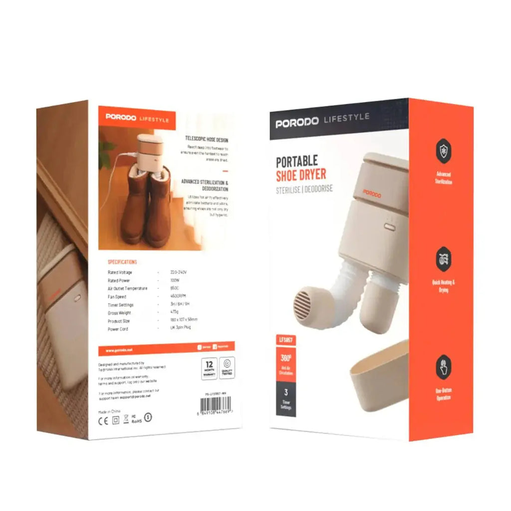 Porodo Lifestyle Portable Shoe Dryer - Sterilize & Deodorize Shoes Porodo Lifestyle Portable Shoe Dryer - Sterilize & Deodorize Shoes