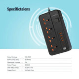 Porodo Blue 4 AC Power Strip - Black Marhaba International